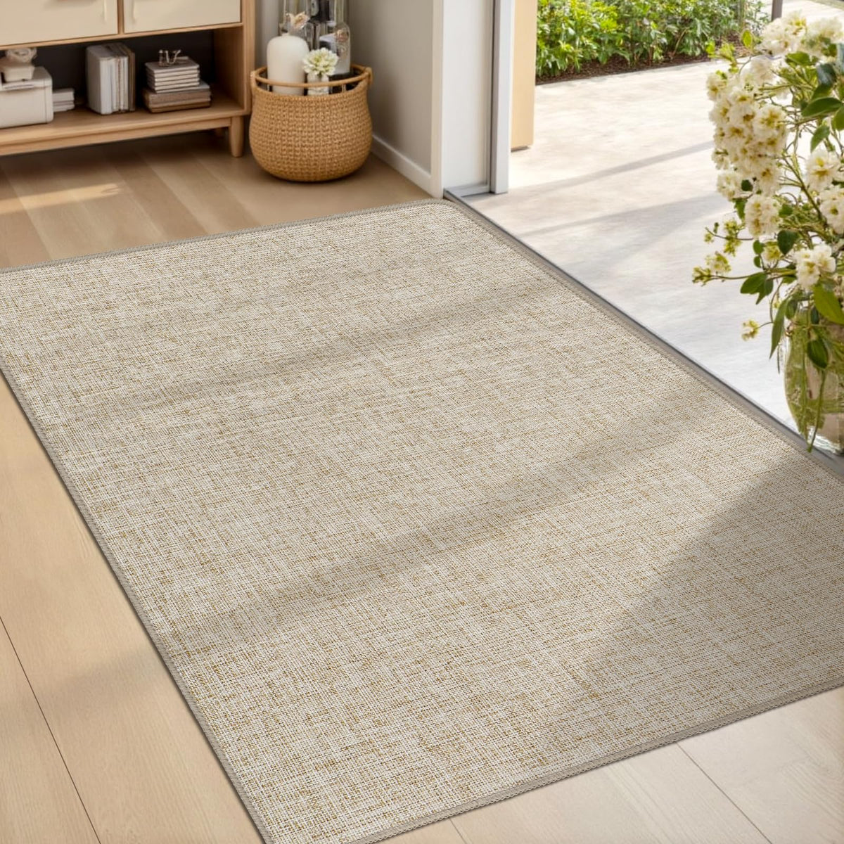 LEKEEPGO Ultra Thin Indoor Door Mat 17"x29", Non Slip Door Mat, Khaki