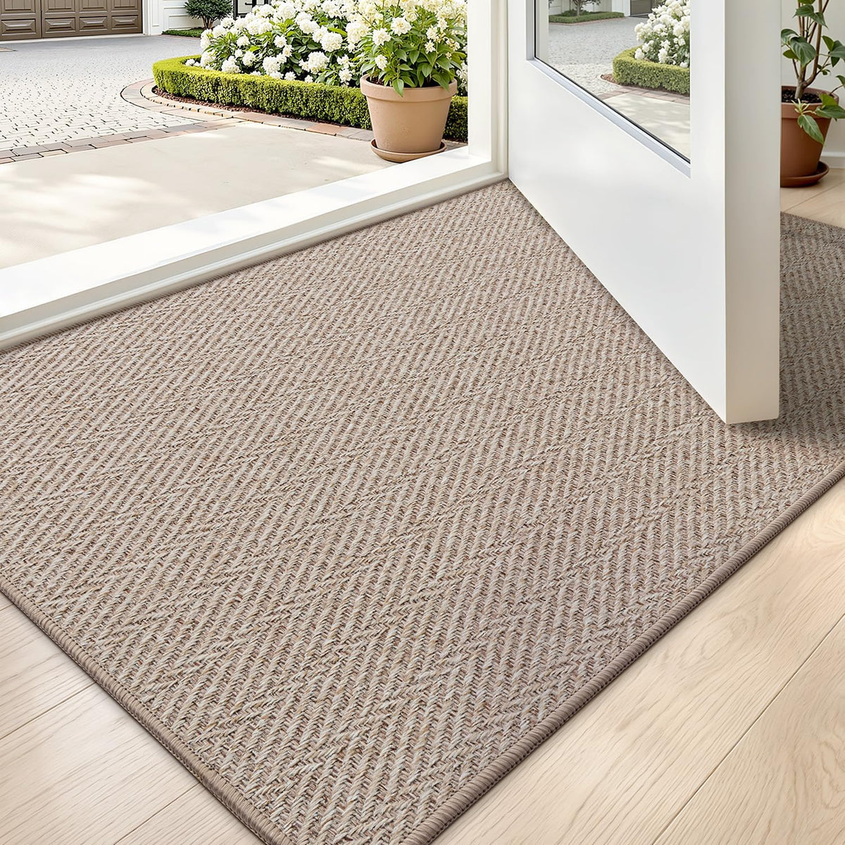 LUMI Ultra Thin Indoor Door Mat 24"x36", Entrance Doormat, Beige