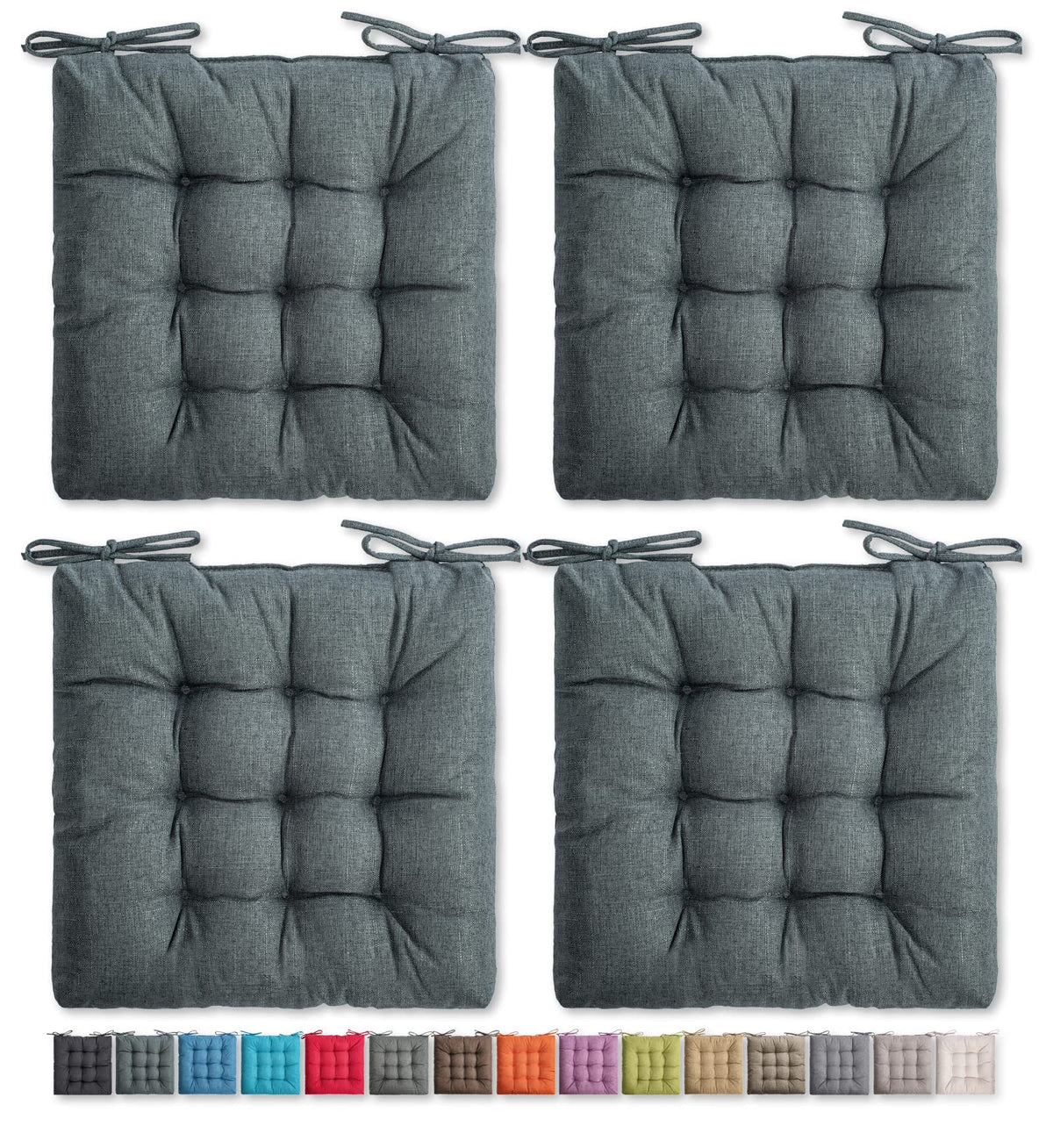 SQUARE MOON 4 Pack Chair Cushions, Seat Cushions, Chair Pads, Chair Mat for Indoor, Outdoor Dining Chair, Kitchen Chairs, Dining Room Chairs (16" × 16" × 4 Pack, Orange)