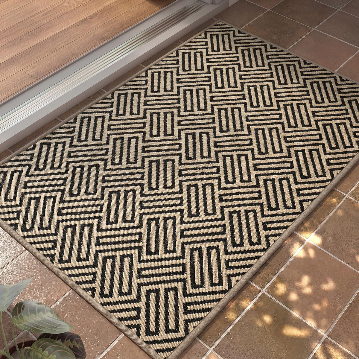 Front Door Mat Indoor Outside Entrance Non-Slip Mats Brown 17"x30"