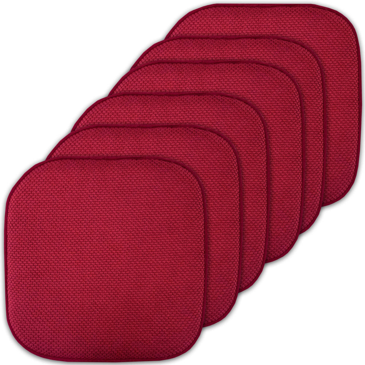 Sweet Home Collection Chair Cushion Memory Foam Pads Honeycomb Pattern Slip Non Skid Rubber Back Rounded Square 16" x 16" Seat Cover, 4 Pack, Alexis Chocolate