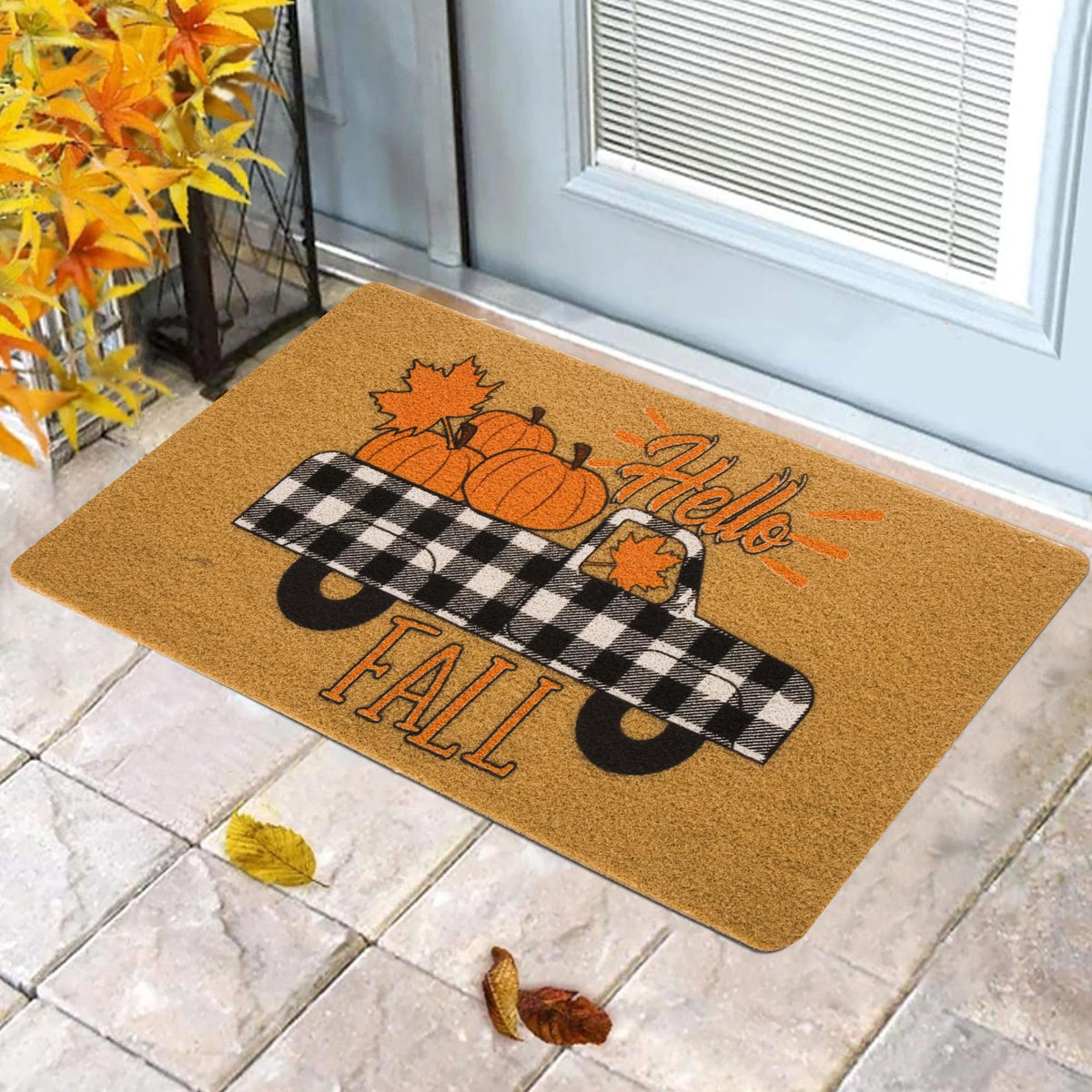 Hello-Pumpkin-Welcome-Doormat Fall-Indoor-Outdoor-Non-Slip-Door-Mat 17"x29"