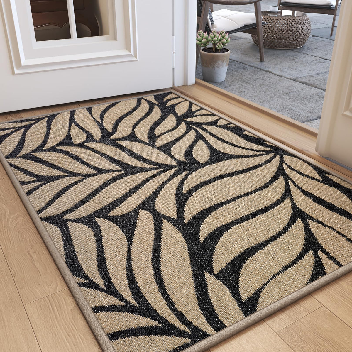 Front Door Mat Indoor Outside Entrance Non-Slip Mats Brown 17"x30"
