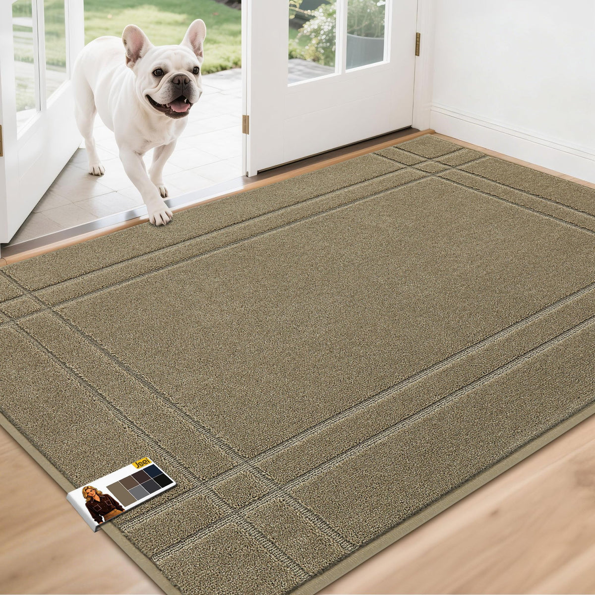 JSEI Door Mat for Entrance 20"x32", Dirt Trapper Doormat, Black