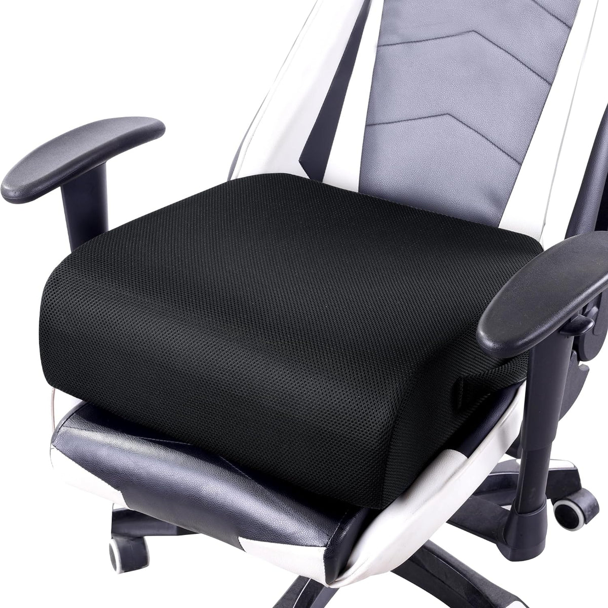 MABOZOO Extra Thick Chair Cushions,Office Chair Booster Seat Cushion to Raise Seat Height for Pain Relief,18 x 16 x 6 inch Non Slip Memory Foam Thick Cushion with Carry Handle（Black）