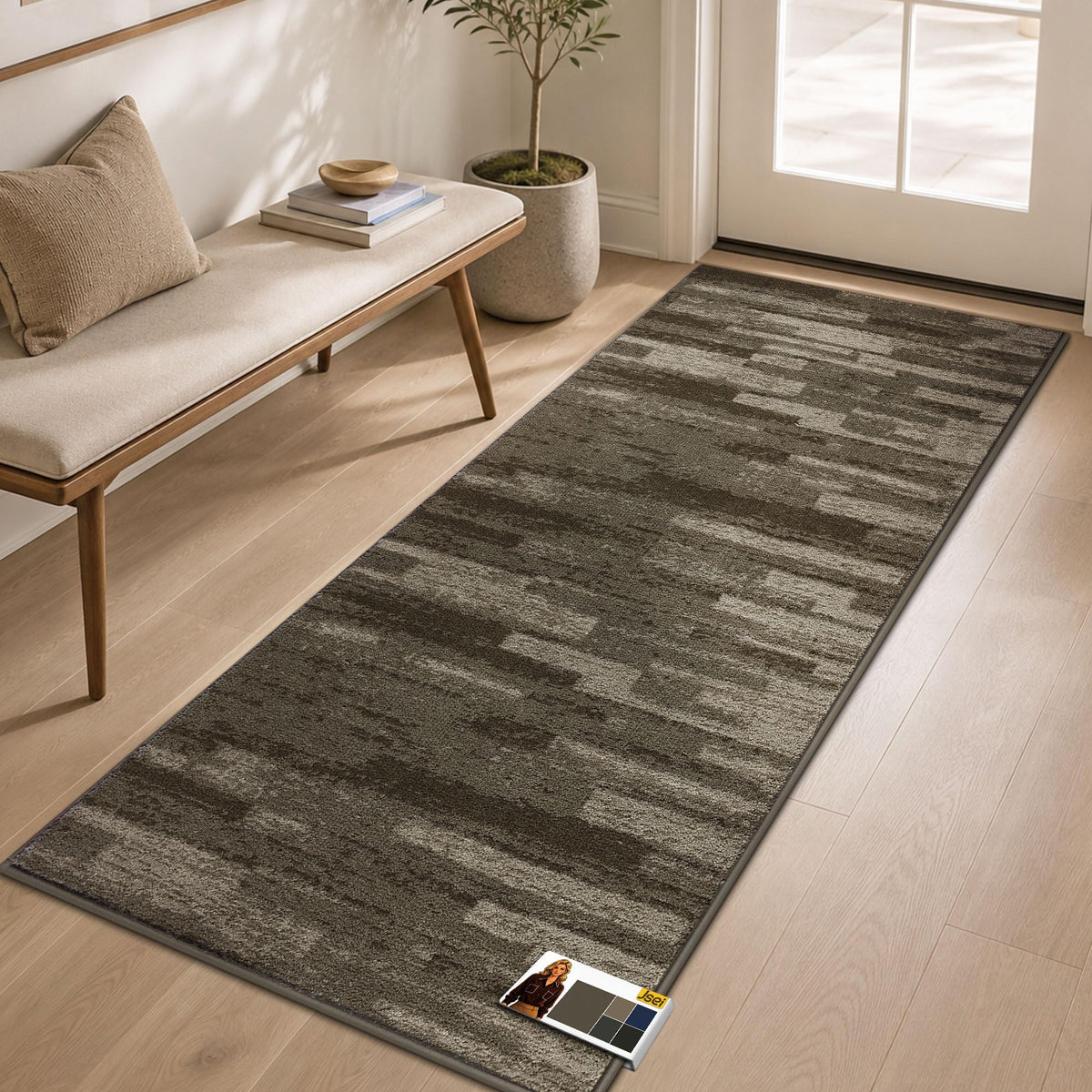 JSEI Dirt Trapper Door Mat 20"x32", Non-Slip Doormat, Blue