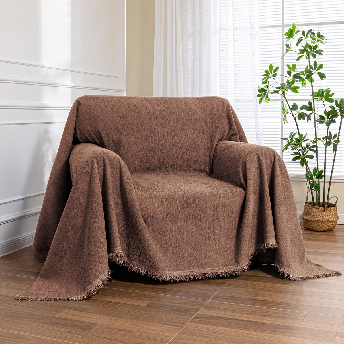 MEETSKY Couch Covers for Dogs, Washable Couch Covers, Pet Sofa Covers for 3 Cushion Couch, Chenille Thick Sectional Couch Cover Blanket Modern Furniture Protector Covers, 91" x 134", Dark Grey