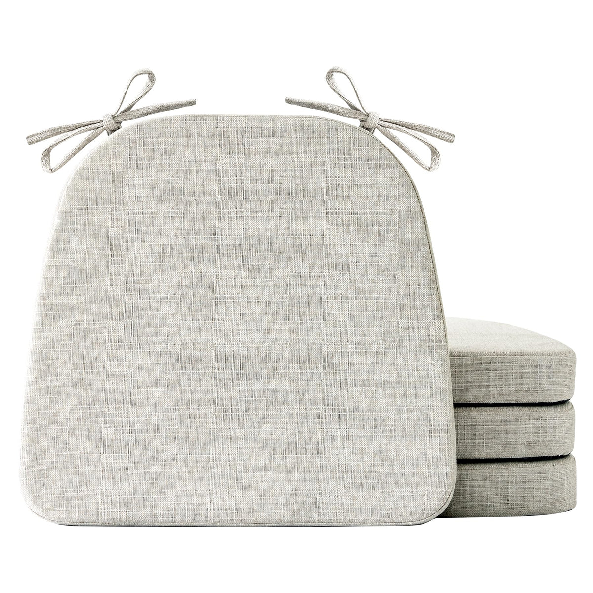 IASEAHK Chair Cushions for Dining Chairs Set of 4, Non Slip Kitchen Chair Pads, 17" x 16" x 2", Indoor Dining Chair Cushions with Ties, D-Shaped Seat Cushions for Kitchen Chairs, Beige