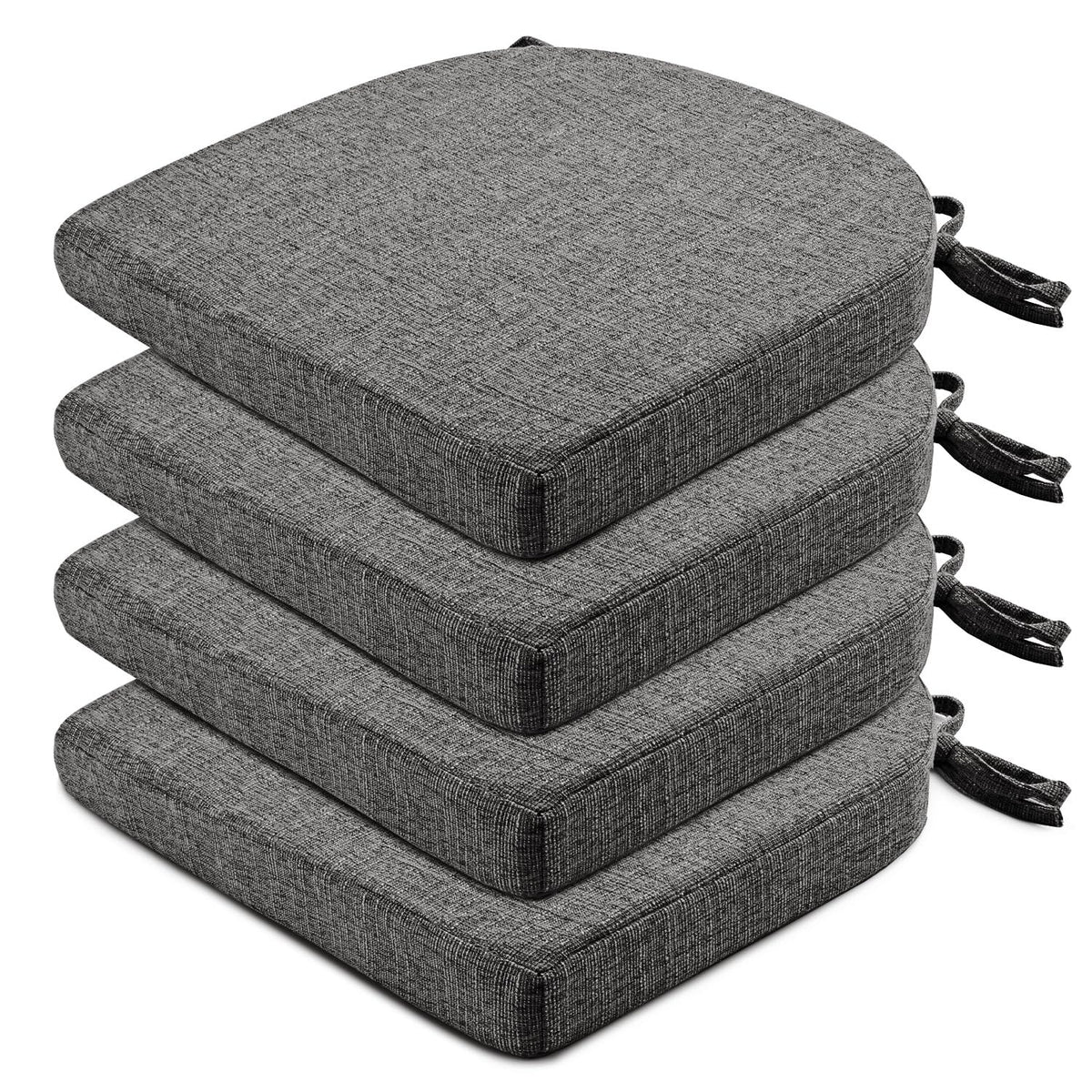Wellsin Chair Cushions for Dining Chairs 6 Pack - Kitchen Chair Cushions with Ties and Non-Slip Backing - Dining Chair Pads 16"X16"X2", Dark Gray