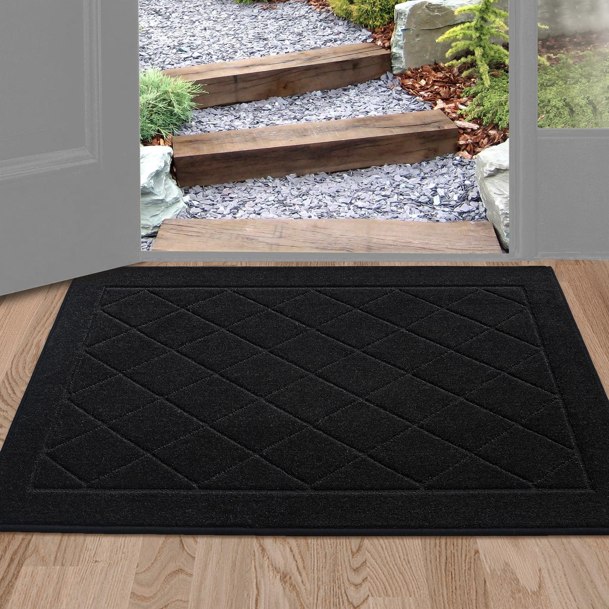 BEQHAUSE Dirt Trapper Door Mat 20" x 32", Doormat Non-Slip, Navy Blue