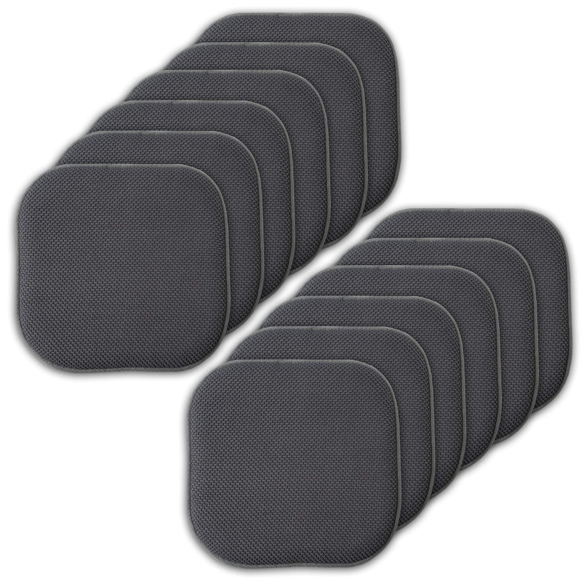 Sweet Home Collection Chair Cushion Memory Foam Pads Honeycomb Pattern Slip Non Skid Rubber Back Rounded Square 16" x 16" Seat Cover, 4 Pack, Alexis Chocolate