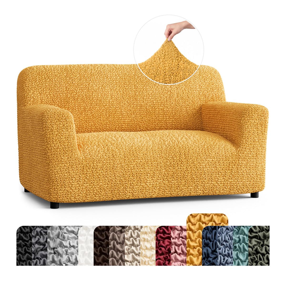 Premium Stretch Couch Covers for Sofa - Sofa Chair Cover Washable, Dogs & Pets Friendly - Elastic Polyester Loveseat Slipcovers - Non-Slip Love Seat Couch Covers - Soft Taupe (86"-120" Wide)