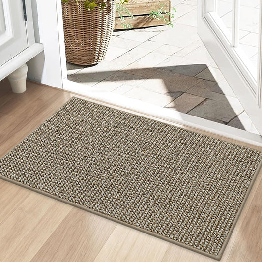 BEQHAUSE Dirt Trapper Door Mat 20" x 32", Non-Slip Washable, Light Beige
