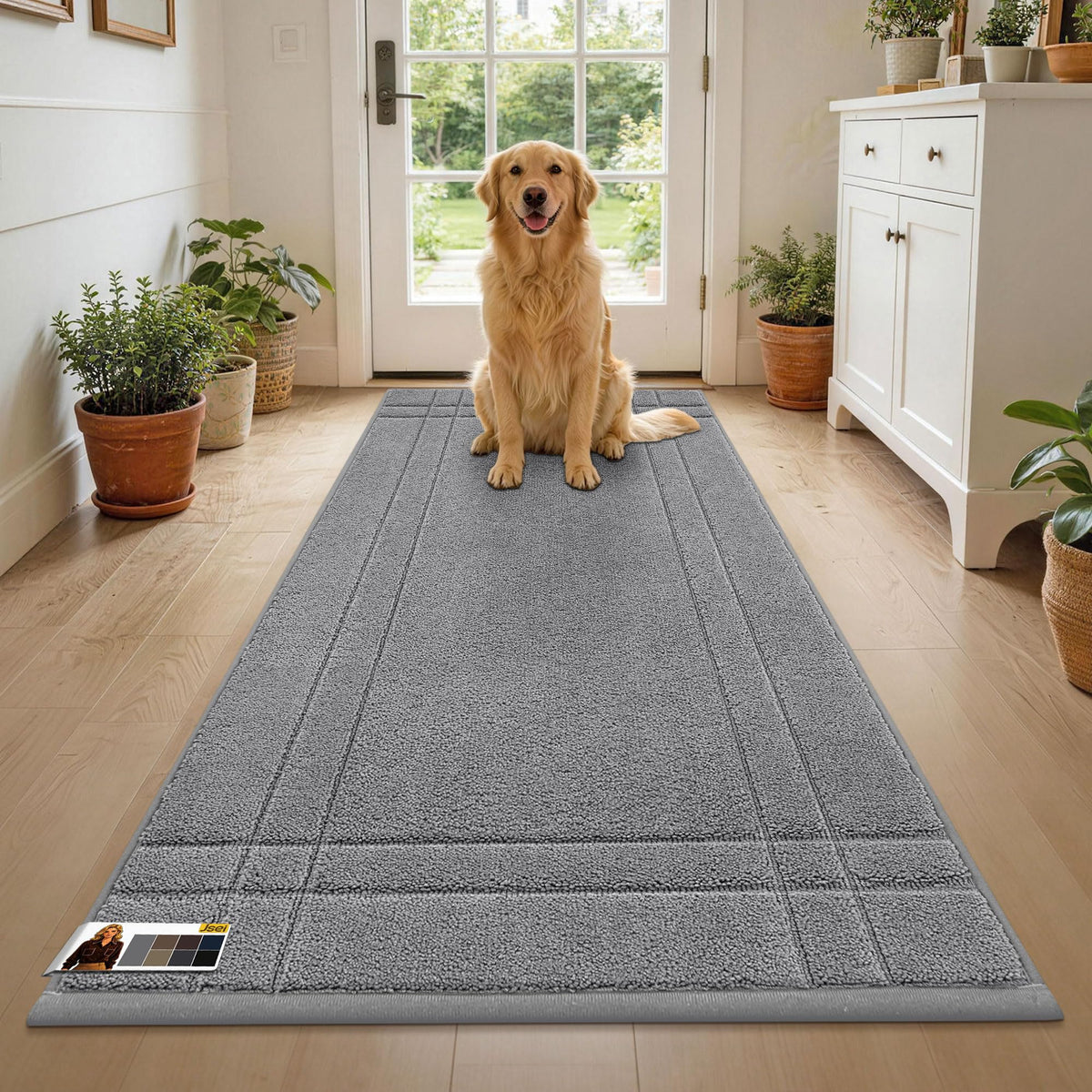 JSEI Door Mat for Entrance 20"x32", Dirt Trapper Doormat, Black