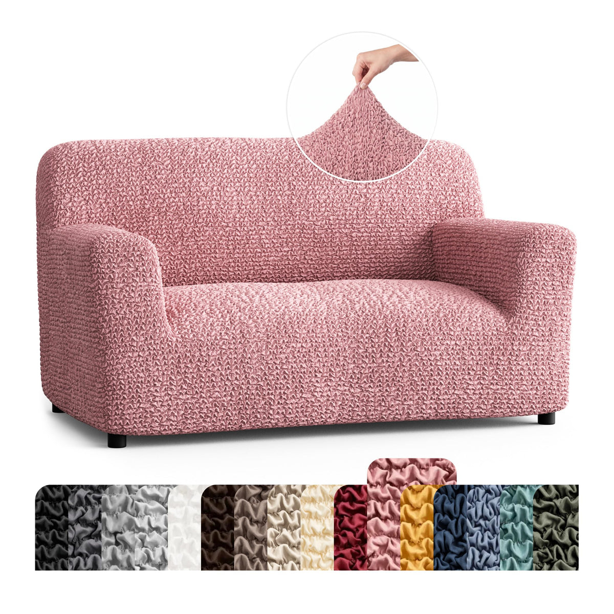 Premium Stretch Couch Covers for Sofa - Sofa Chair Cover Washable, Dogs & Pets Friendly - Elastic Polyester Loveseat Slipcovers - Non-Slip Love Seat Couch Covers - Soft Taupe (86"-120" Wide)