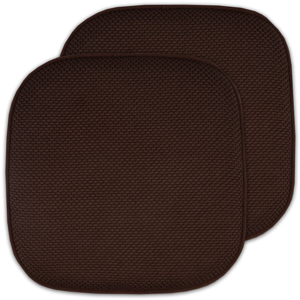 Sweet Home Collection Chair Cushion Memory Foam Pads Honeycomb Pattern Slip Non Skid Rubber Back Rounded Square 16" x 16" Seat Cover, 4 Pack, Alexis Chocolate