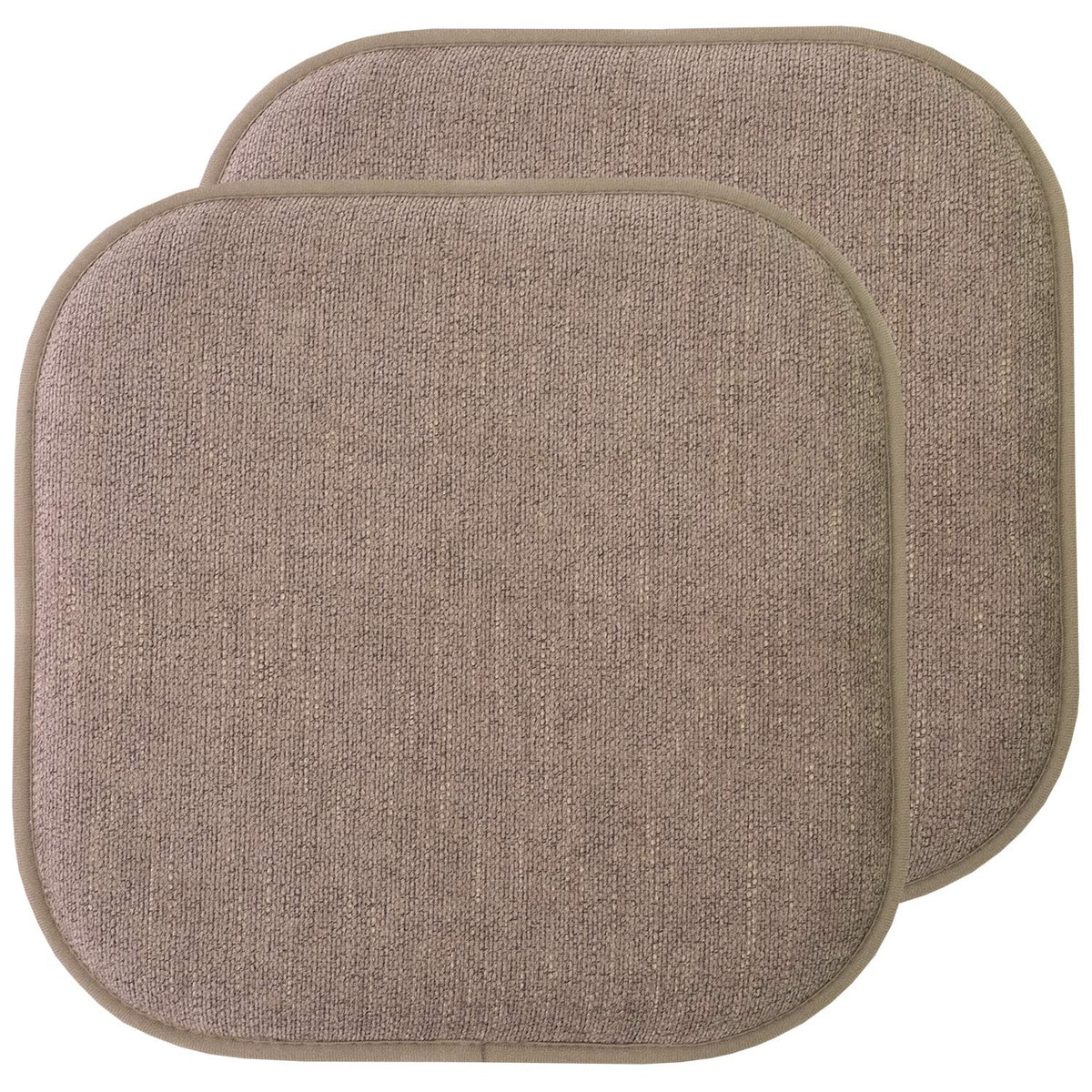 Sweet Home Collection Chair Cushion Memory Foam Pads Honeycomb Pattern Slip Non Skid Rubber Back Rounded Square 16" x 16" Seat Cover, 4 Pack, Alexis Chocolate