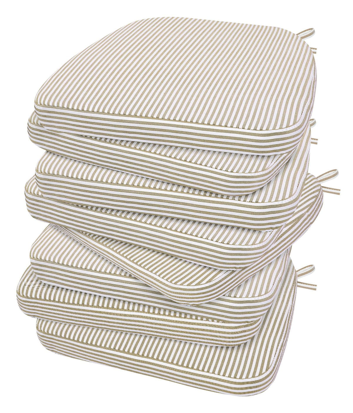 AAAAAcessories D-Shaped Chair Cushions, 2" Thick Dining Chair Pads with Ties and Removable, Machine-Washable Cover, 17" x 16", Set of 4, Oatmeal Beige