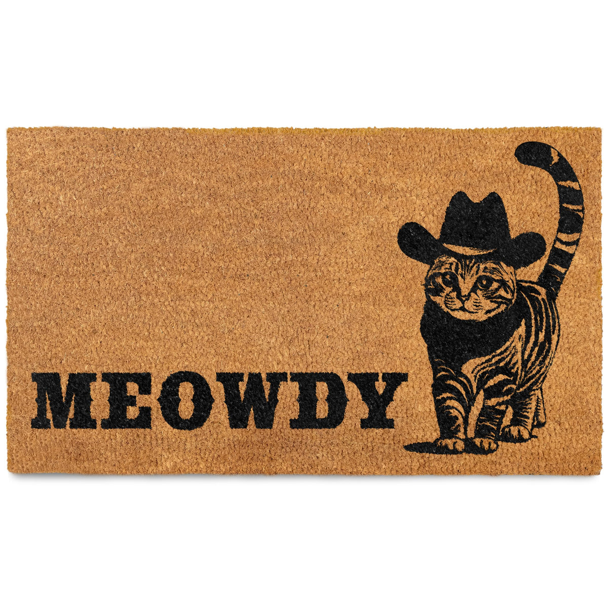Meowdy Doormat 30x17 Inch, Black Cat Welcome Mat Coir, Cat-lover Gift Rug