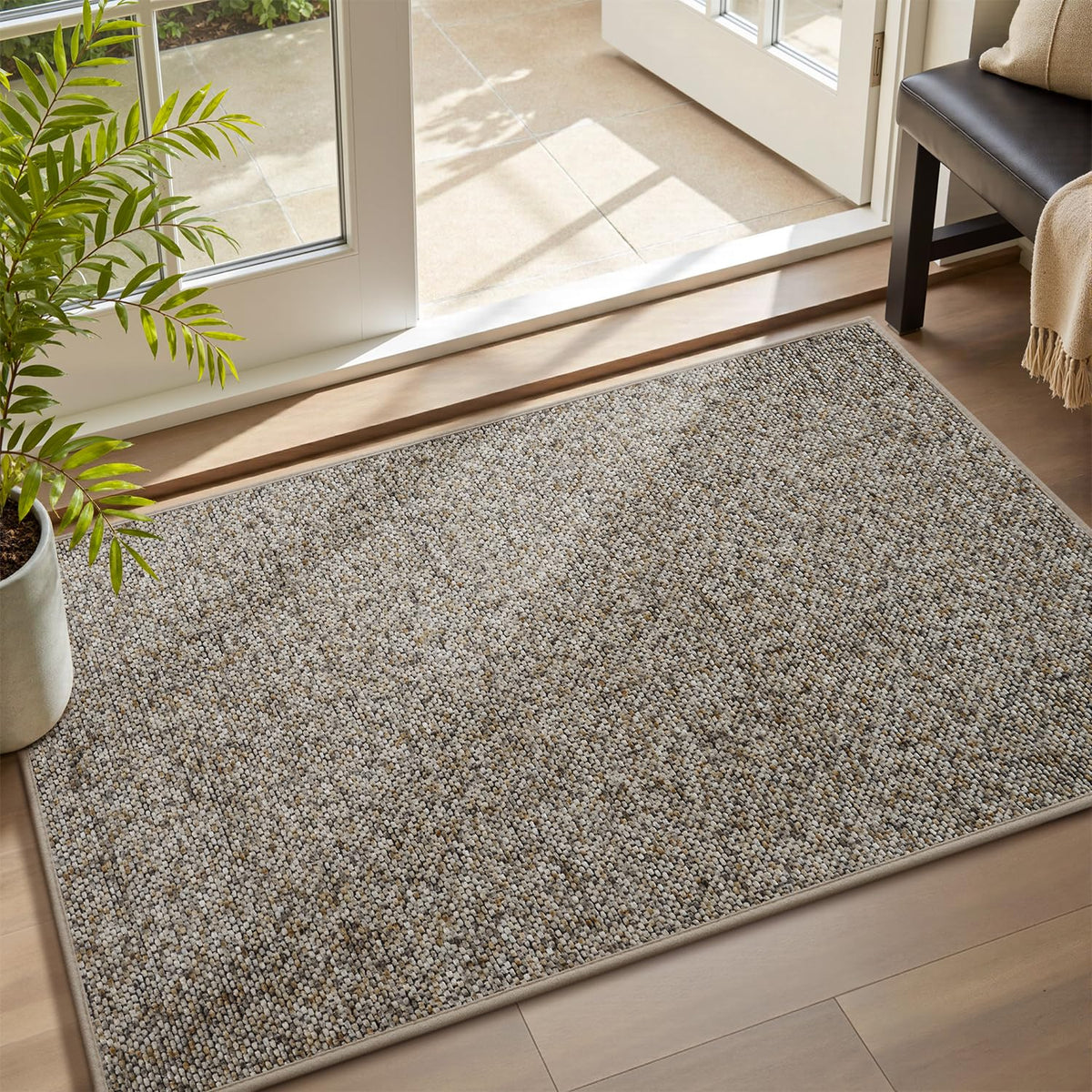 MontVoo Door Mat Indoor Entrance Doormat, Absorbent Durable Rubber Non Slip Front Door Mat for Inside Entry Entryway Dirt Trapper Welcome Mat, Darkgrey 17''x30''