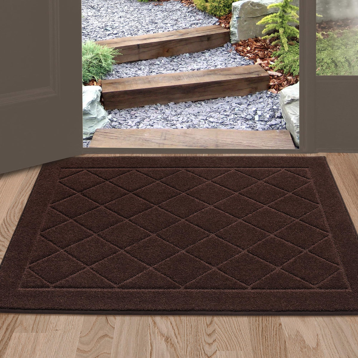 BEQHAUSE Dirt Trapper Door Mat 24" x 36", Doormat Non-Slip, Dark Grey