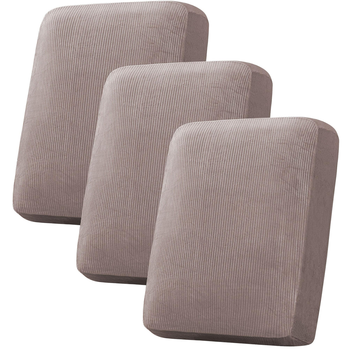H.VERSAILTEX Velvet Stretch Couch Cushion Cover Plush Cushion Slipcover for Chair Loveseat Sofa Cushion Furniture Protector Seat Cushion Sofa Cover (2 Piece Large Sofa Cushion Covers, Ivory)
