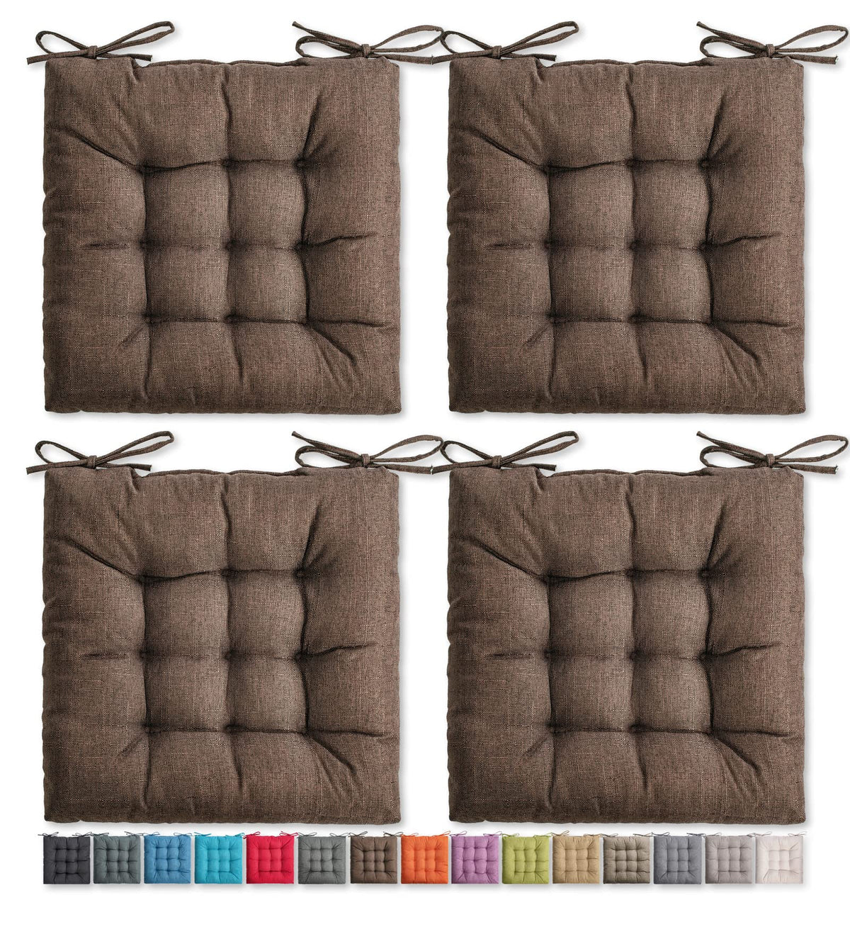 SQUARE MOON 4 Pack Chair Cushions, Seat Cushions, Chair Pads, Chair Mat for Indoor, Outdoor Dining Chair, Kitchen Chairs, Dining Room Chairs (16" × 16" × 4 Pack, Orange)