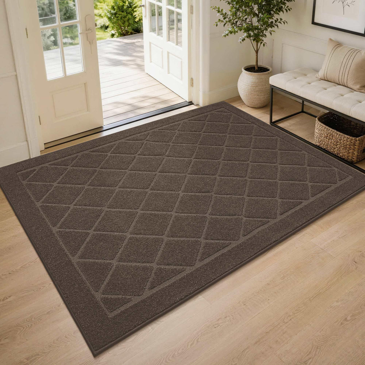BEQHAUSE Dirt Trapper Door Mat 20" x 32", Doormat Non-Slip, Navy Blue