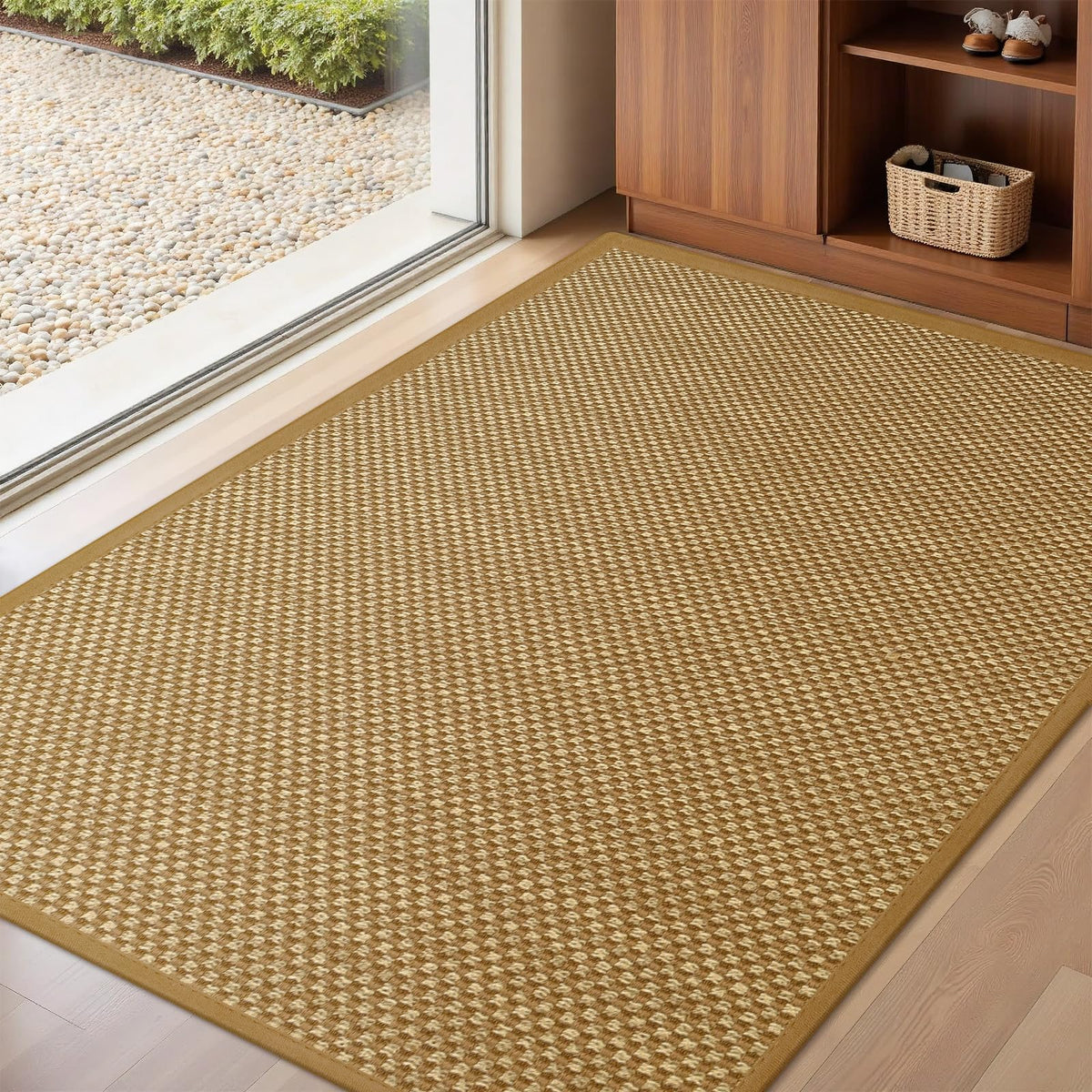 LEKEEPGO Door Mat 17"x29", Non Slip Washable Indoor Door Mat, Khaki