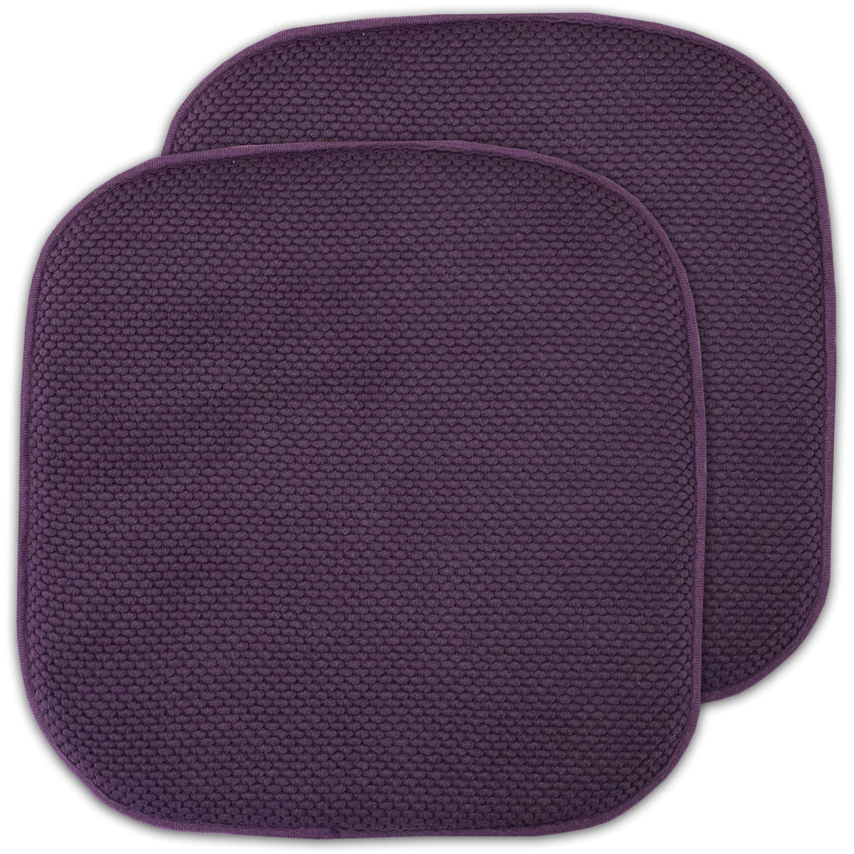 Sweet Home Collection Chair Cushion Memory Foam Pads Honeycomb Pattern Slip Non Skid Rubber Back Rounded Square 16" x 16" Seat Cover, 4 Pack, Alexis Chocolate