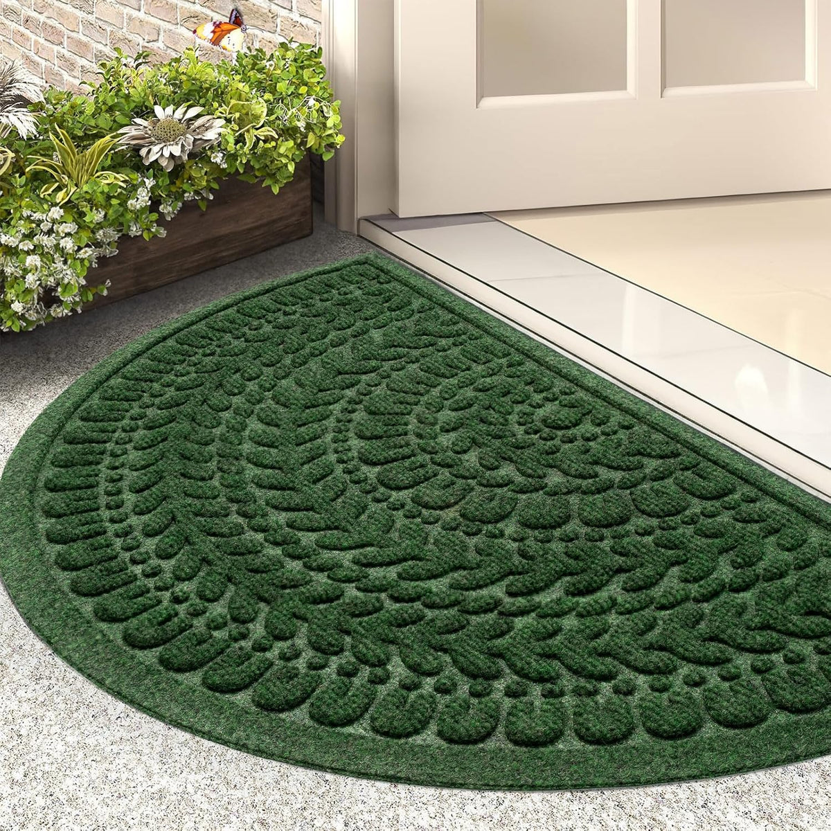 RORA Half Circle Door Mat Front Door Mat Outside Entrance Welcome Mat 17x30