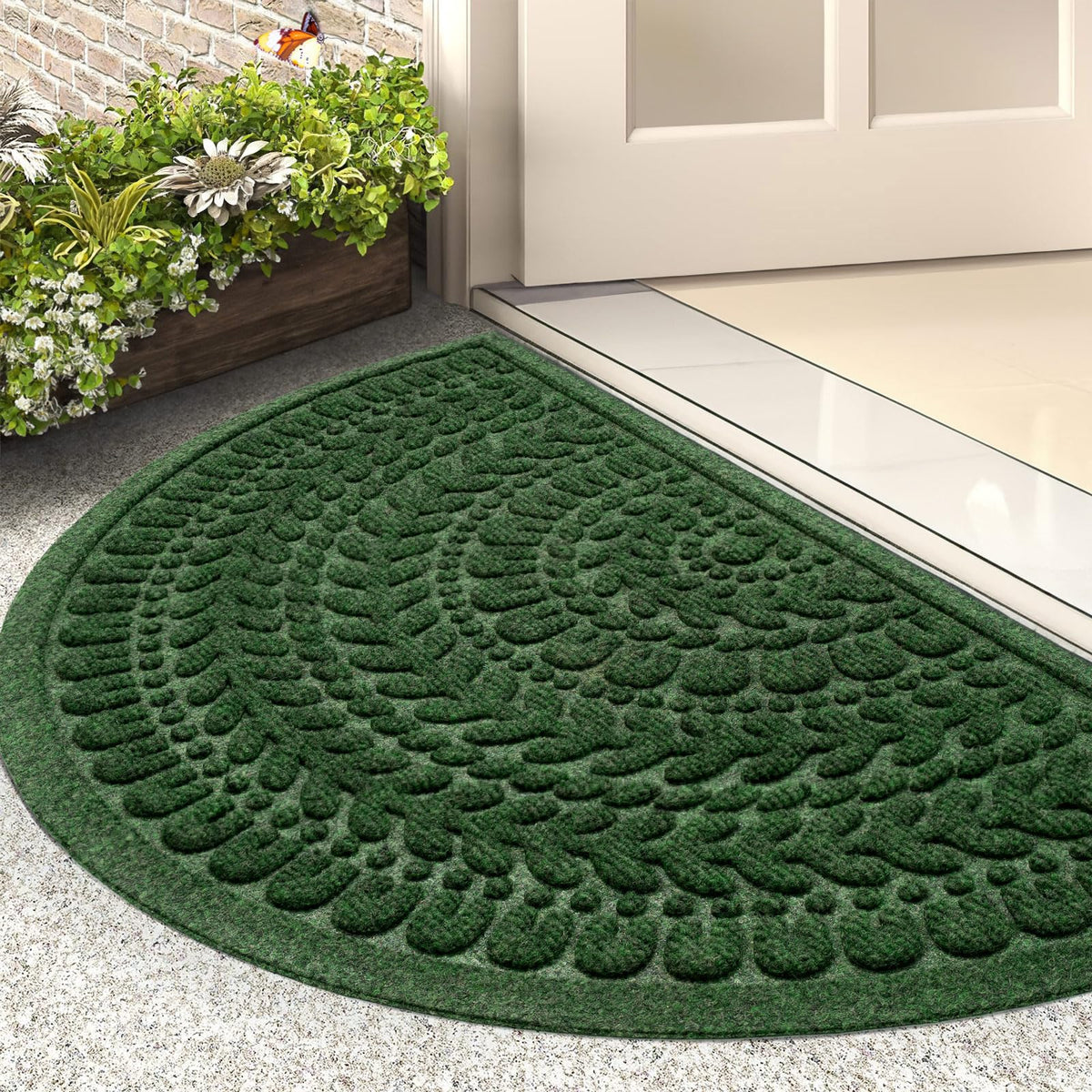 RORA Half Circle Door Mat Front Door Mat Outside Entrance Welcome Mat 17x30