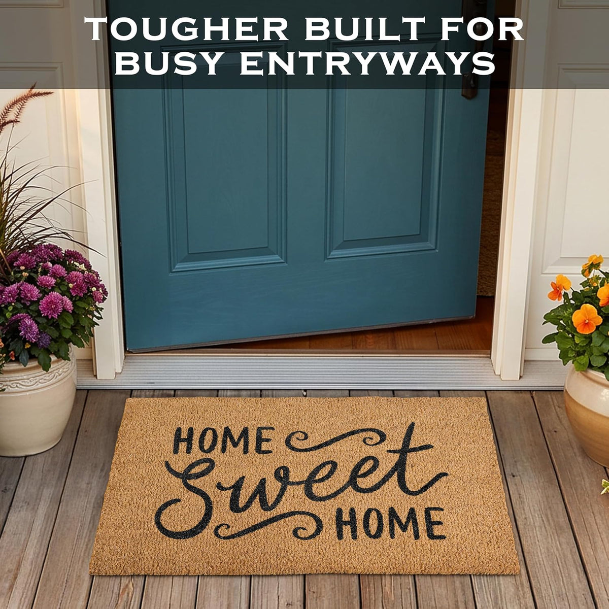 Home Sweet Home Coir Doormat 30x17 Inch, Welcome Mat for Front Door Coir