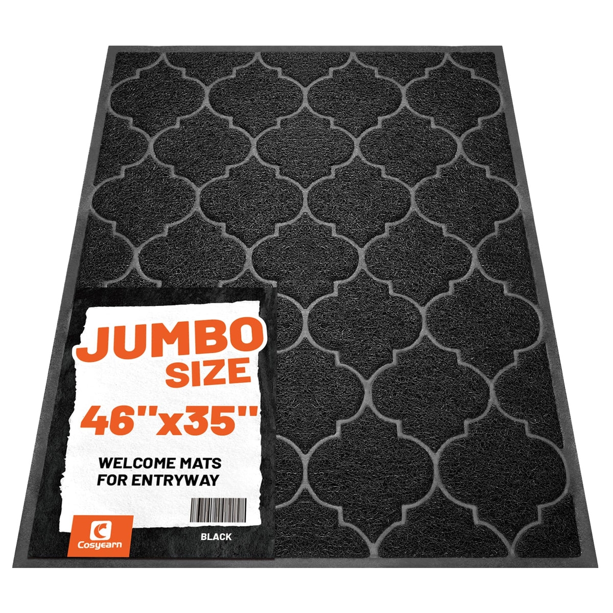 Cosyearn Door Mat, 46x35, Black, Indoor Outdoor Front Entryway Doormat