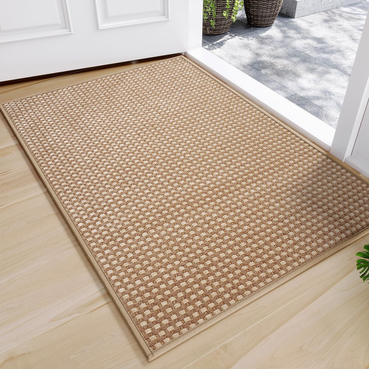 Door Mat Indoor Entrance Front Entry Mats,17''x30'',Brown