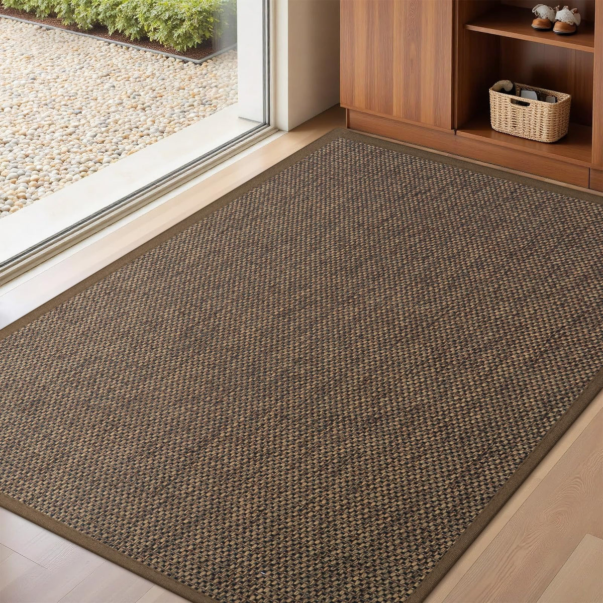 LEKEEPGO Door Mat 17"x29", Non Slip Washable Indoor Door Mat, Khaki