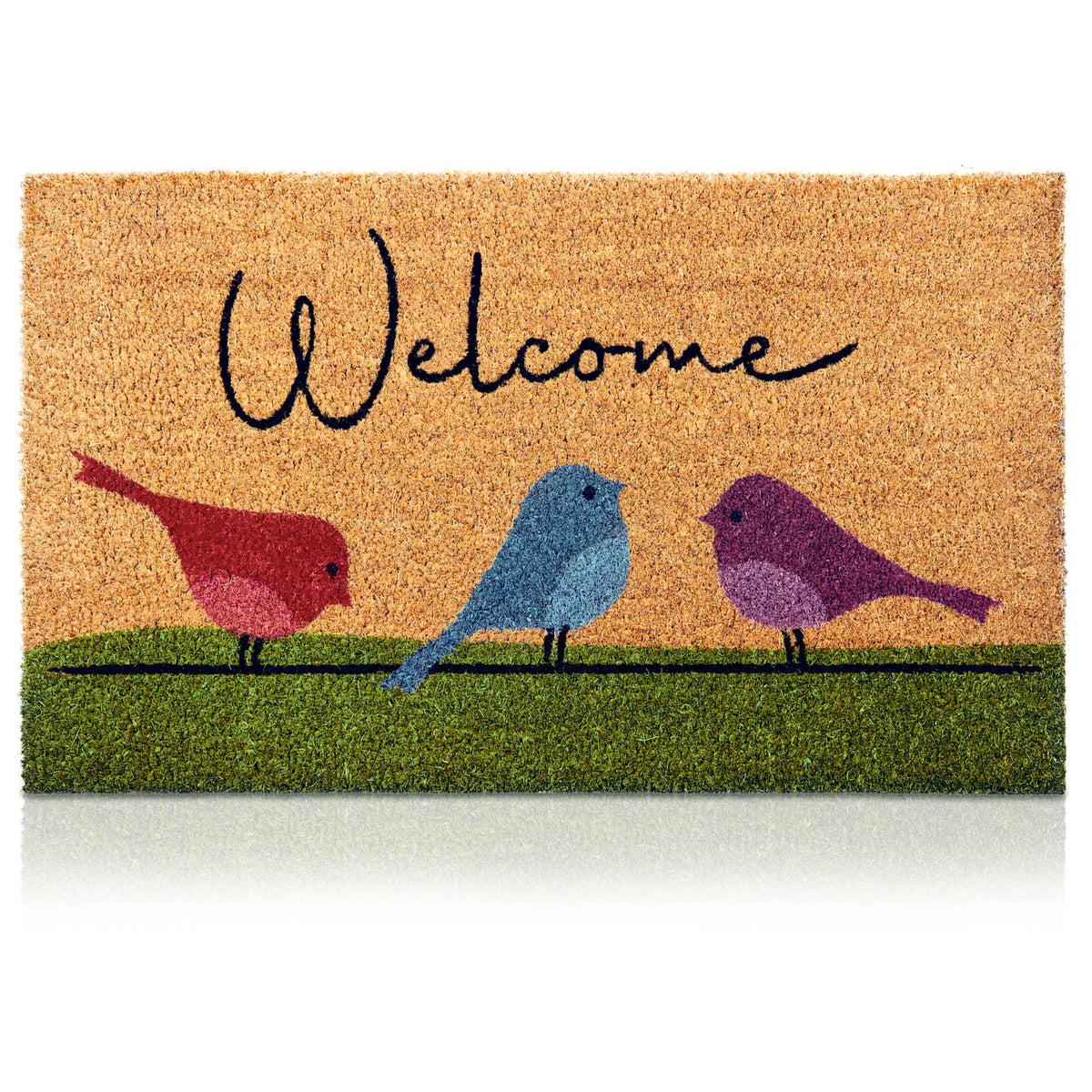 Coir Welcome Mat, Non-Slip, Hi-Bye Cat, 17 x 29 in