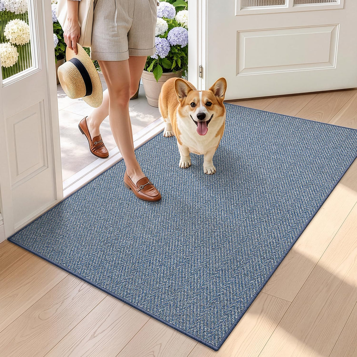 LUMI Ultra Thin Indoor Door Mat 24"x36", Entrance Doormat, Beige