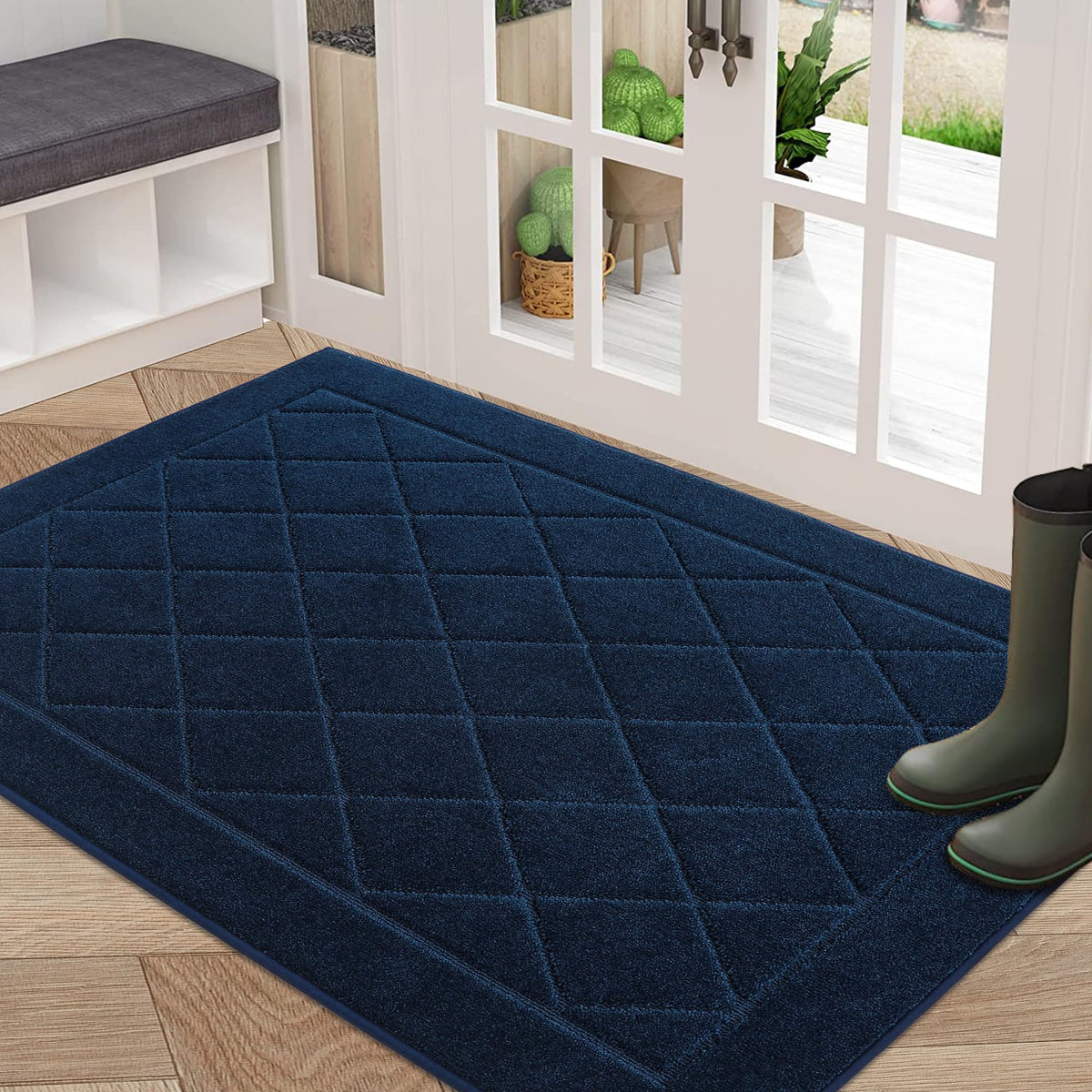 BEQHAUSE Dirt Trapper Door Mat 24" x 36", Doormat Non-Slip, Dark Grey