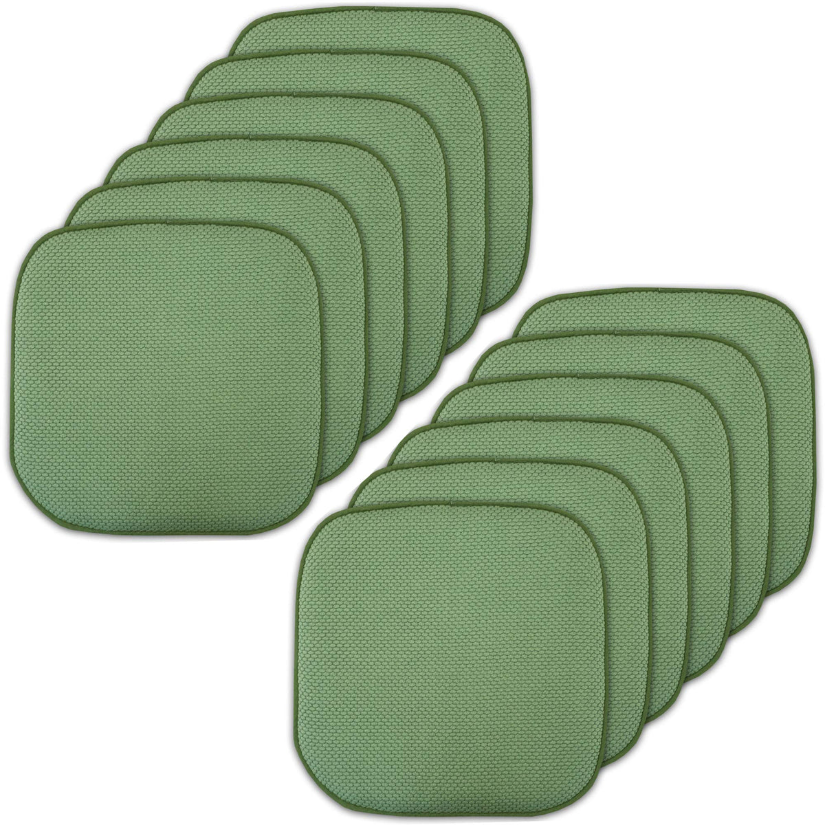Sweet Home Collection Chair Cushion Memory Foam Pads Honeycomb Pattern Slip Non Skid Rubber Back Rounded Square 16" x 16" Seat Cover, 4 Pack, Alexis Chocolate