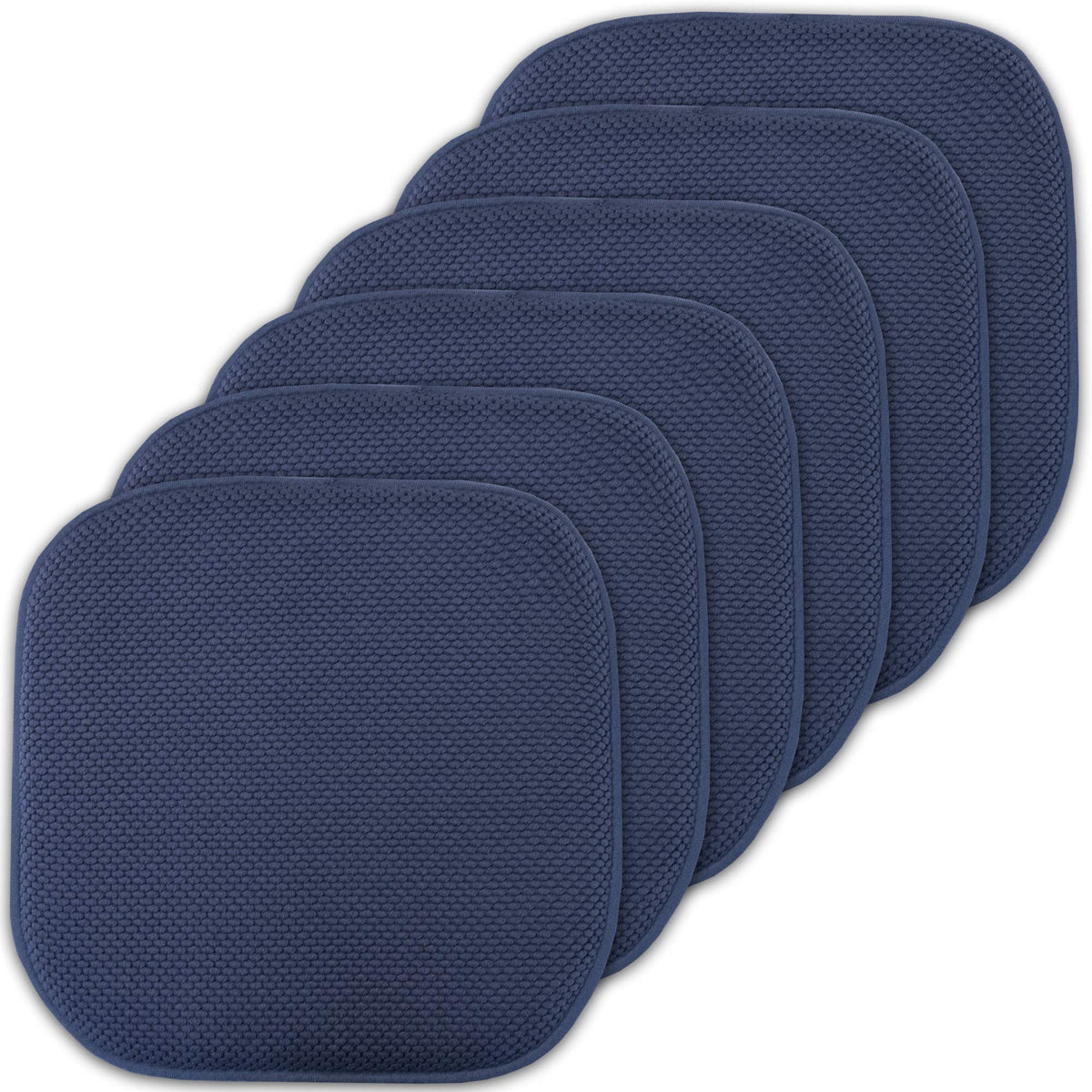 Sweet Home Collection Chair Cushion Memory Foam Pads Honeycomb Pattern Slip Non Skid Rubber Back Rounded Square 16" x 16" Seat Cover, 4 Pack, Alexis Chocolate