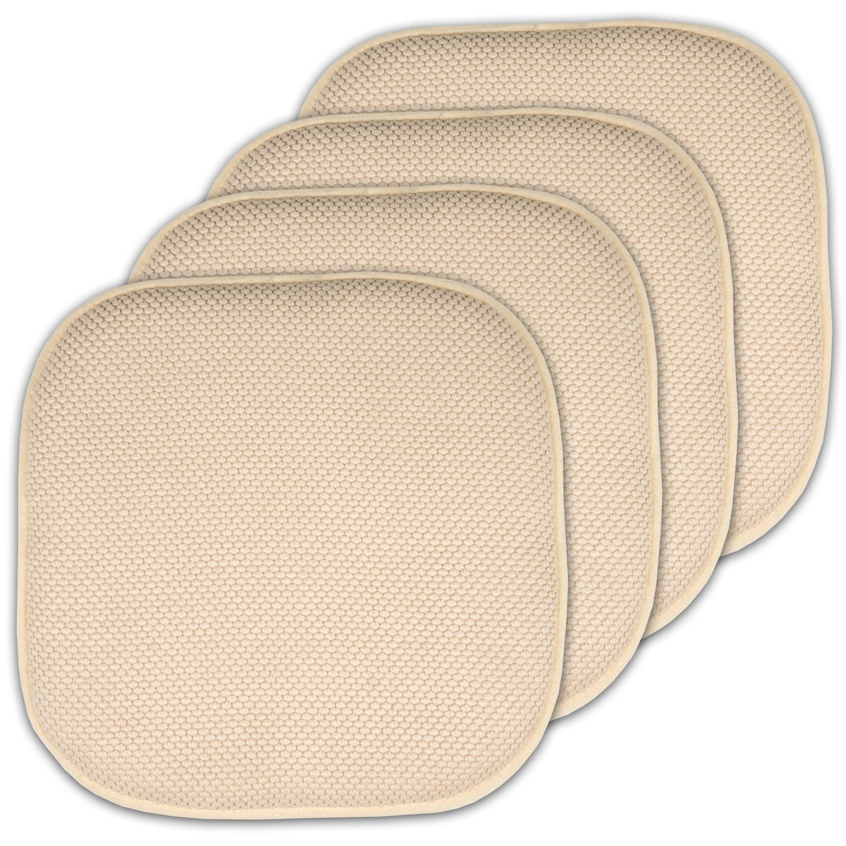 Sweet Home Collection Chair Cushion Memory Foam Pads Honeycomb Pattern Slip Non Skid Rubber Back Rounded Square 16" x 16" Seat Cover, 4 Pack, Alexis Chocolate