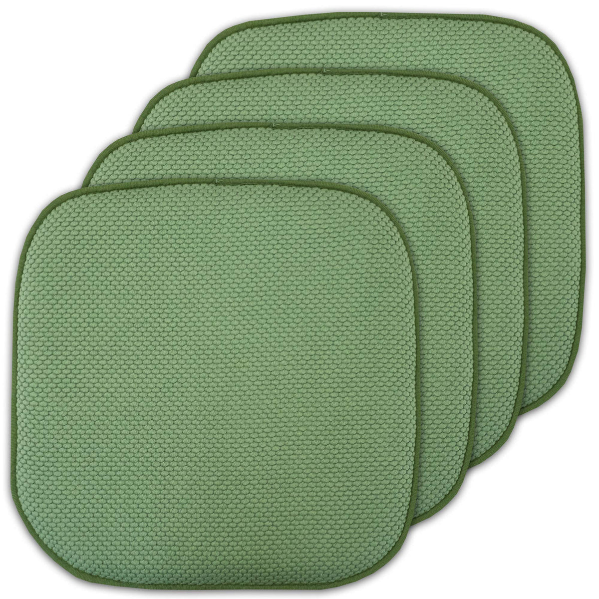 Sweet Home Collection Chair Cushion Memory Foam Pads Honeycomb Pattern Slip Non Skid Rubber Back Rounded Square 16" x 16" Seat Cover, 4 Pack, Alexis Chocolate