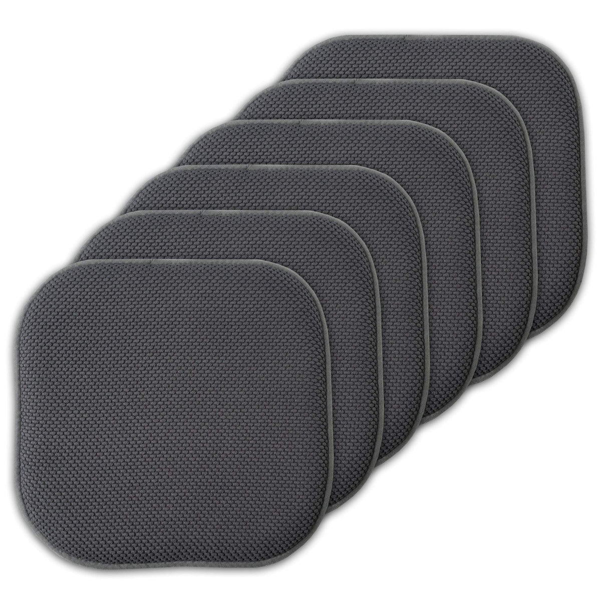Sweet Home Collection Chair Cushion Memory Foam Pads Honeycomb Pattern Slip Non Skid Rubber Back Rounded Square 16" x 16" Seat Cover, 4 Pack, Alexis Chocolate
