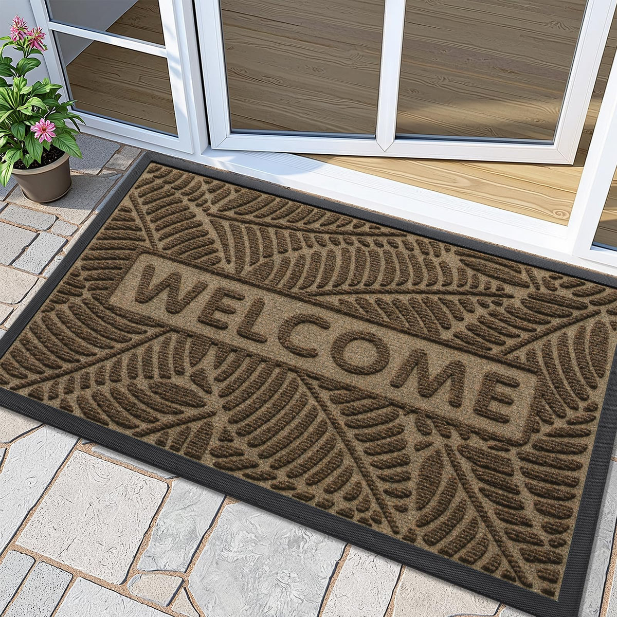 Smiry Welcome Front Door Mat for Outdoor Indoor 29.5x17, All-Season Doormat