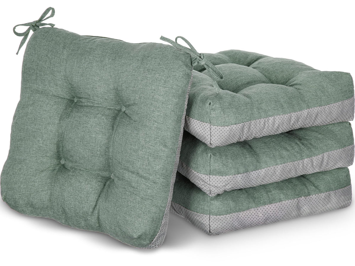Geetery 4 Pack Chair Cushions, 16" x 15",Khaki and White,Plaid