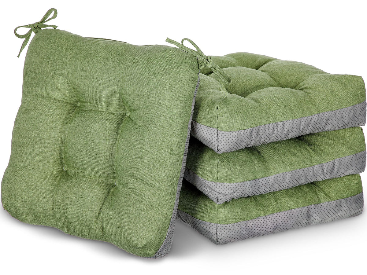 Geetery 4 Pack Chair Cushions, 16" x 15",Khaki and White,Plaid