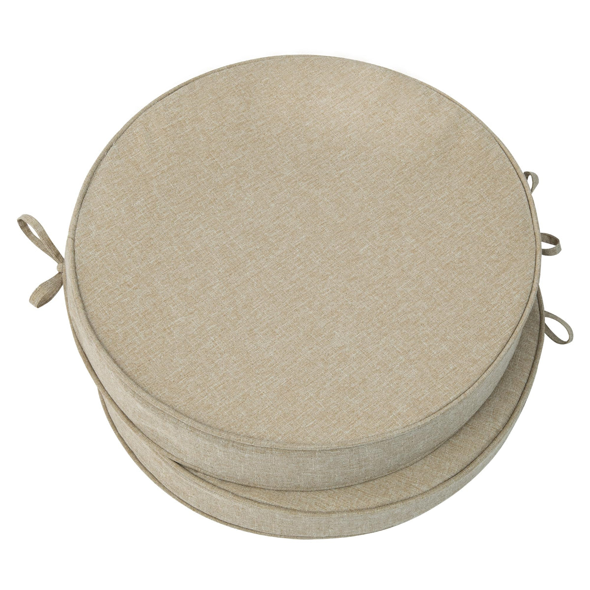 Outdoor Chair Cushions, Fade-Resistant & Water-Resistant, D Shaped Patio Furniture Seat Chair Pads Replacement with Ties, Non-Slip Bottom, Removable Cover, Set of 2, 17 x 16 Inch, Natural