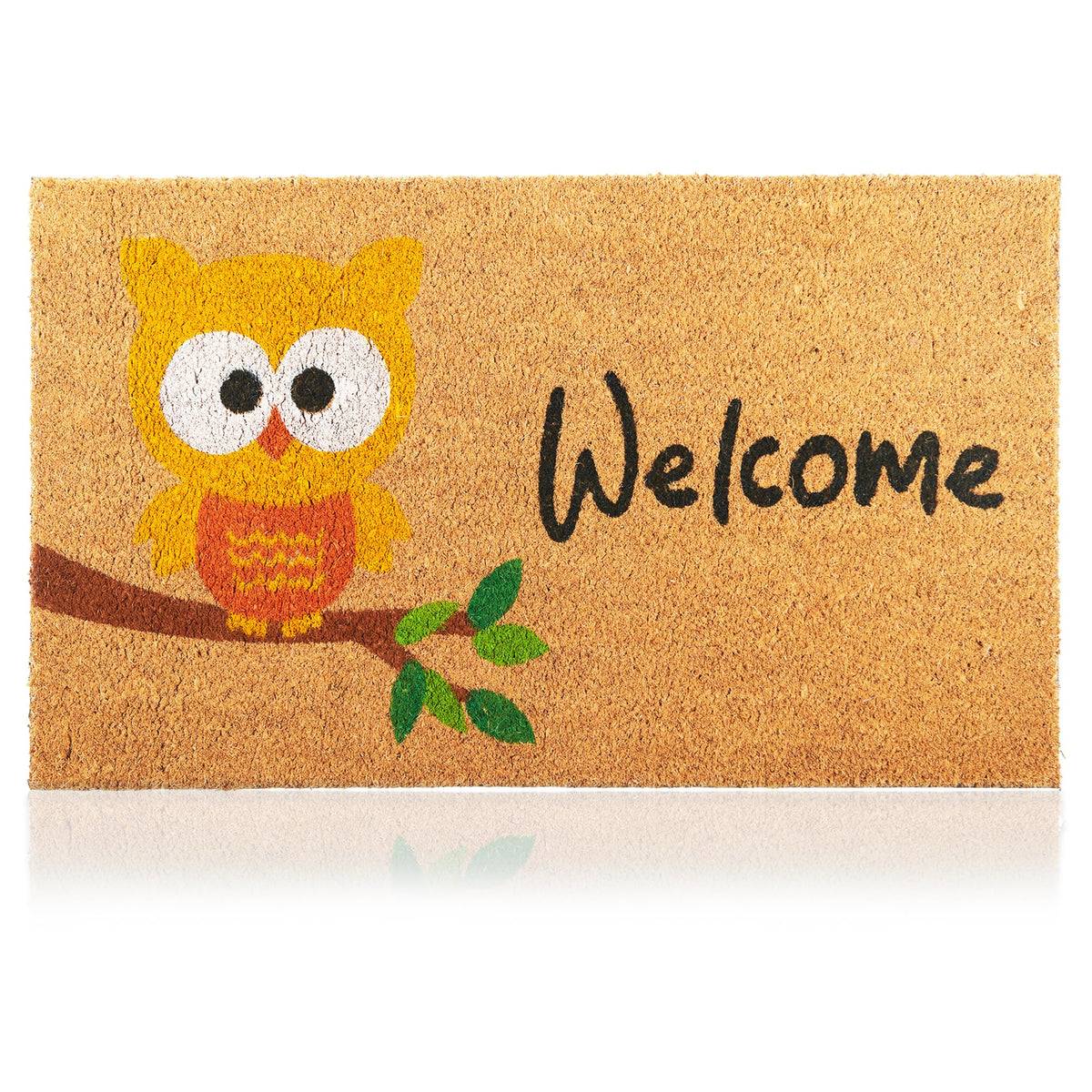 Coir Welcome Mat, Non-Slip, Hi-Bye Cat, 17 x 29 in