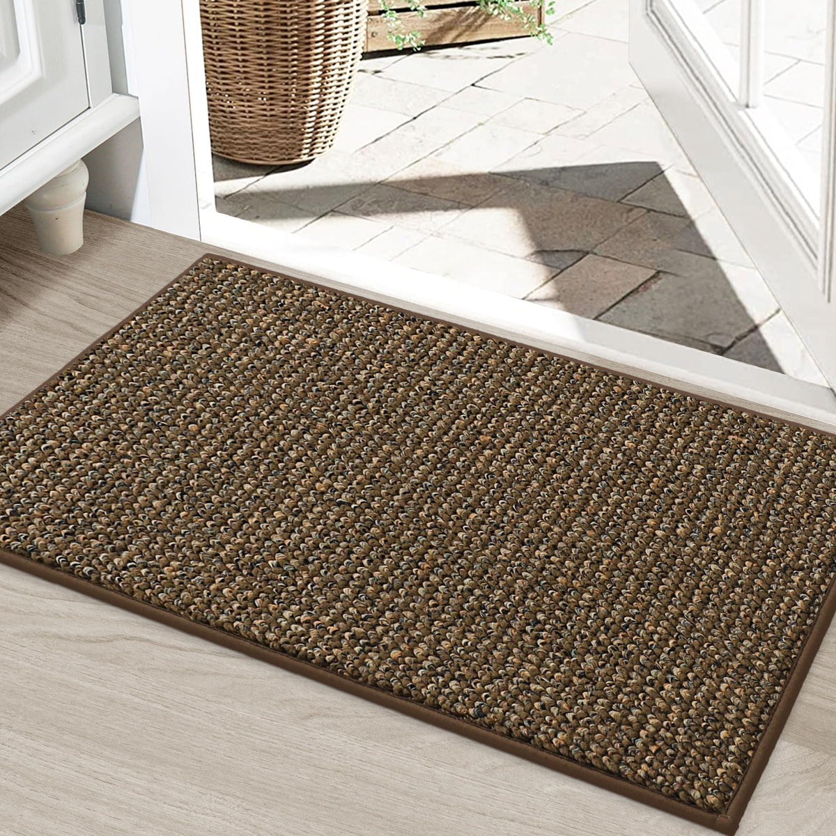 BEQHAUSE Dirt Trapper Door Mat 20" x 32", Non-Slip Washable, Light Beige